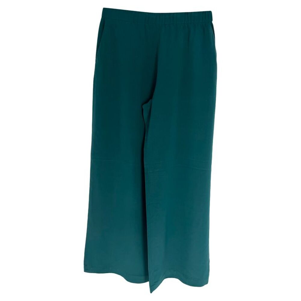 Max Mara Wide Leg Pants in Green Silk